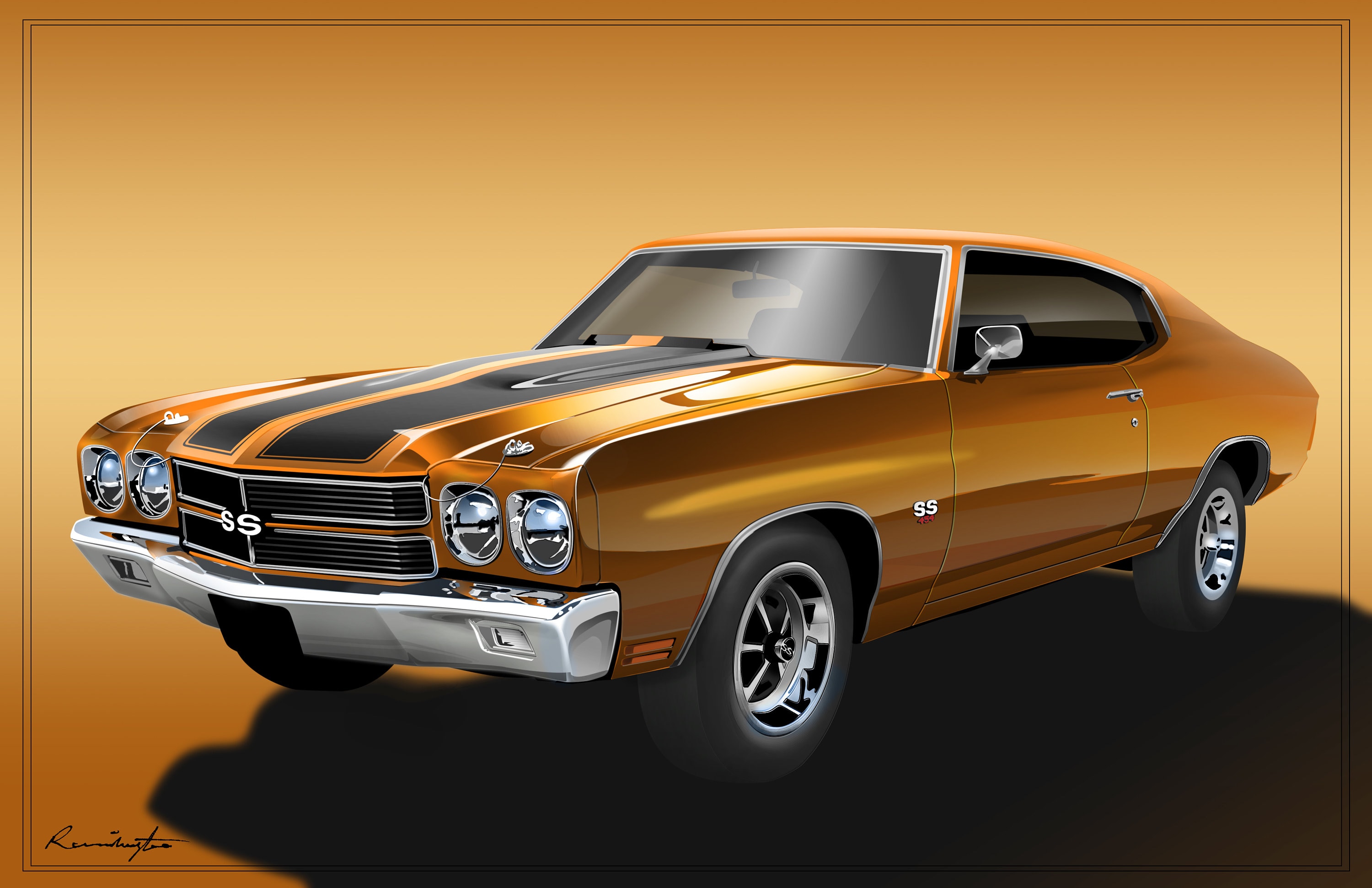 Chevrolet 70' Chevelle Original Artwork Digital Drawing - Etsy, image size:3000x1941