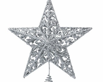 Gisela Graham Christmas - Tree Topper 33cm - Silver Wire 5 Point Star