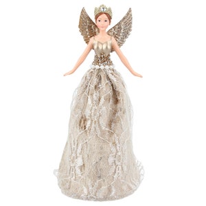 Gisela Graham Tree Top Fairy Angel 19 cm Lux Gold Lace Fairy