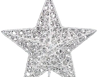 Gisela Graham Christmas -silver Iridescent Metal Wire Tree Top Star 19 cm