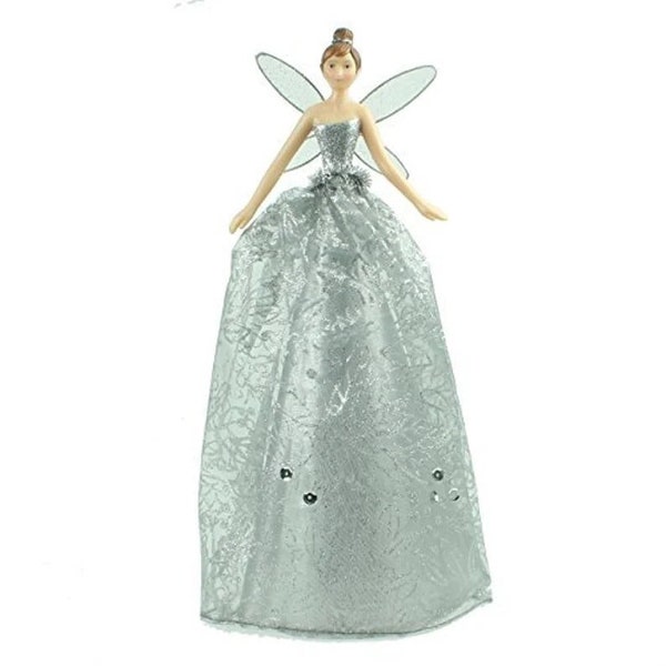 Gisela Graham Christmas - Tree Top Angel 19cm Silver Sparkle Small Or Large 28 cm
