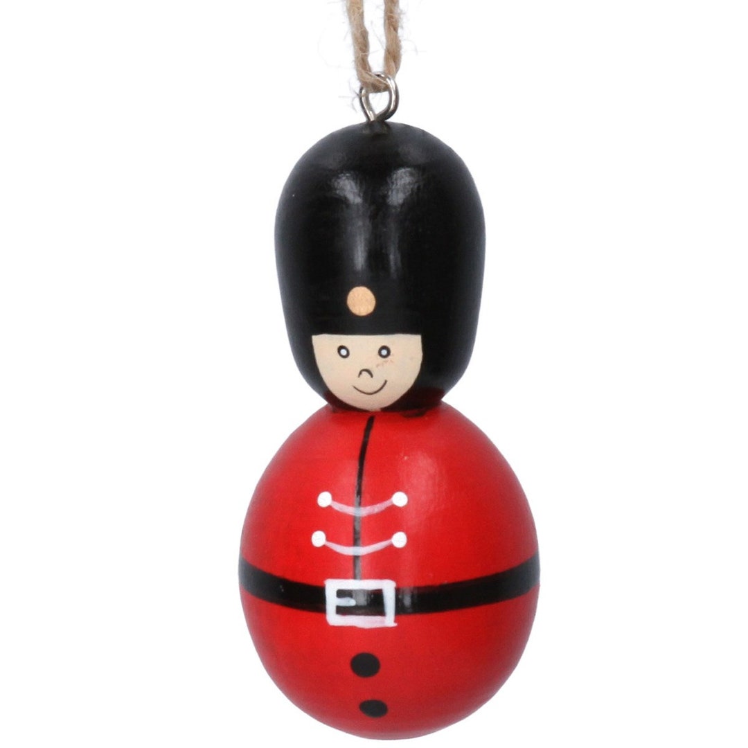 Gisela Graham Christmas Wooden Decorations 7cm Round Guardsman Set of 2