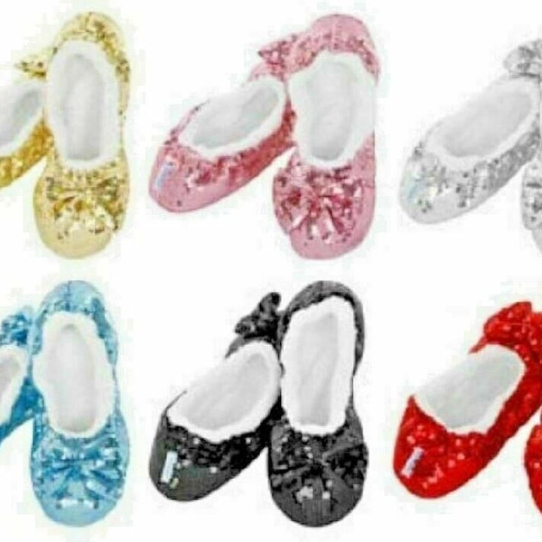 Snoozies Bling Sequin Cosy Slippers Fleece Ballerina Girls Adults Gift Non Slip