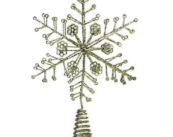 Gisela Graham Gold Glitter Snowflake Tree Top Star 32 cm