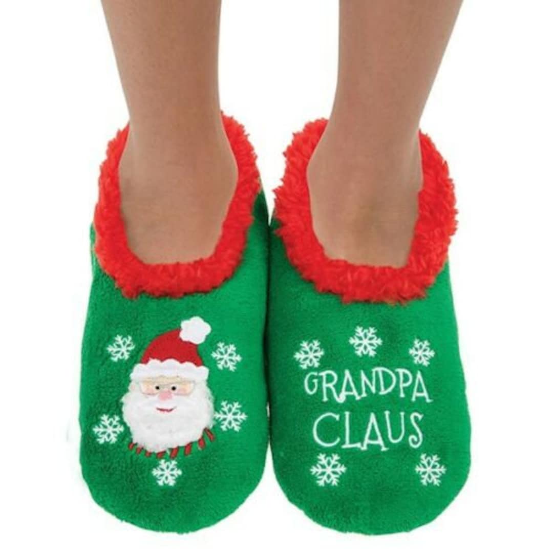 Snoozies Grandpa Claus Christmas Slippers Socks Mens Grandpa Santa