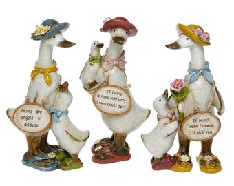 Mum Message Ducks Choice Of 3 Ornaments Novelty Gift Family Mothers Day 18x6cm