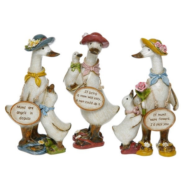 Mum Message Ducks Choice Of 3 Ornaments Novelty Gift Family Mothers Day 18x6cm