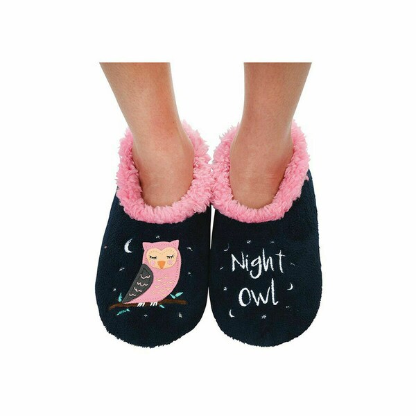 Snoozies Slippers Sherpa Fleece Ladies Non Slip "Night Owl" All Sizes Uk 3-7 UK