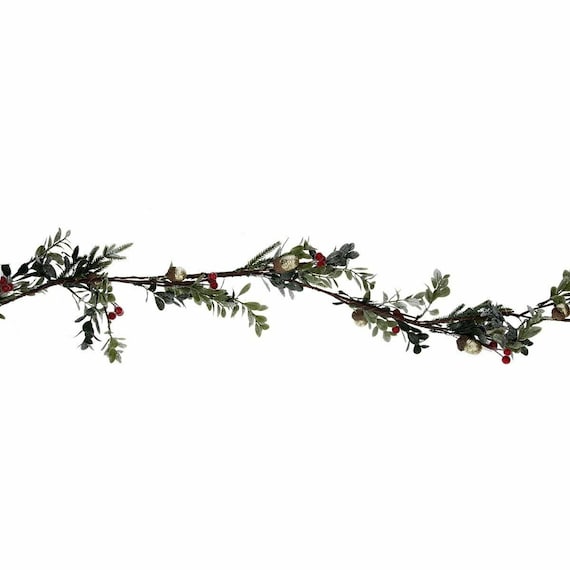 GISELA GRAHAM CHRISTMAS TURQUOISE GLITTER ACRYLIC FERN LEAF GARLAND 180cm 