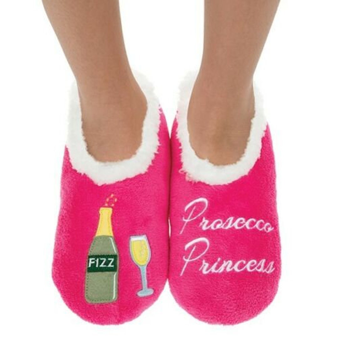 Snoozies Slippers Sherpa Fleece Ladies Non Slip prosecco Princess All ...