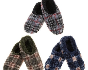 Men's Snoozies Cosy Sherpa Fleece Lined Non Slip Boucle Slippers Gift Dad Gramps Grandad Pa