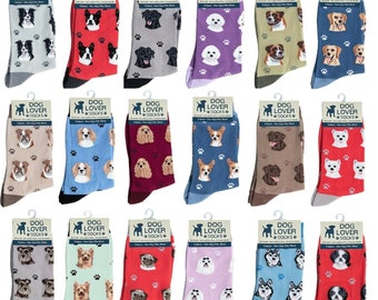 Womens Ladies Socks x3 Pairs Dogs Dog Doggie Pet Lover One Size Grey Sparkle