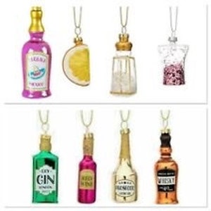 Sass & Belle Christmas  Cheer Shaped Baubles Set Of 4 Tree Wine Gin Prosecco  No Alcohol inside! Tequila set 4