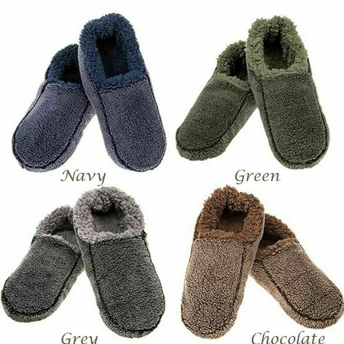 Mens Snoozies Two Tone Slippers Sherpa Fleece Soft Non Slip Etsy UK