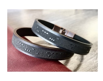 Morse Code Leather Bracelet Personalized Mens Leather Bracelet  Engraved Morse Code Message Bracelets for Man Morse Code Leather Wrist Bands