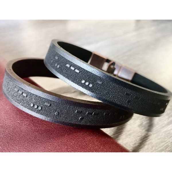 Morse Code Leather Bracelet Personalized Mens Leather Bracelet  Engraved Morse Code Message Bracelets for Man Morse Code Leather Wrist Bands