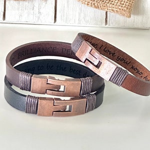 Hidden Message Bracelet Hidden Message Jewelry for Men Secret Message Leather Bracelet for Boyfriend Husband Friend Hidden Engraved Bracelet