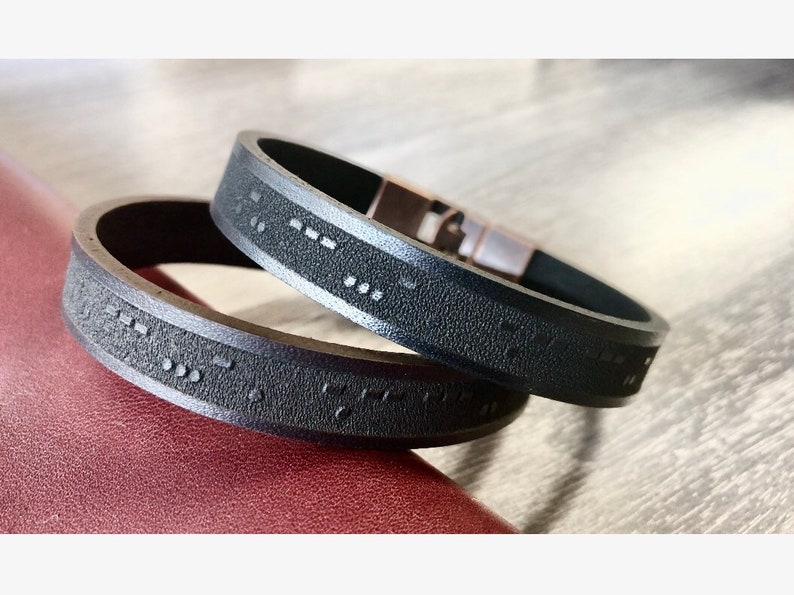 Morse Code Leather Bracelet Personalized Mens Leather Bracelet  Engraved Morse Code Message Bracelets for Man Morse Code Leather Wrist Bands 