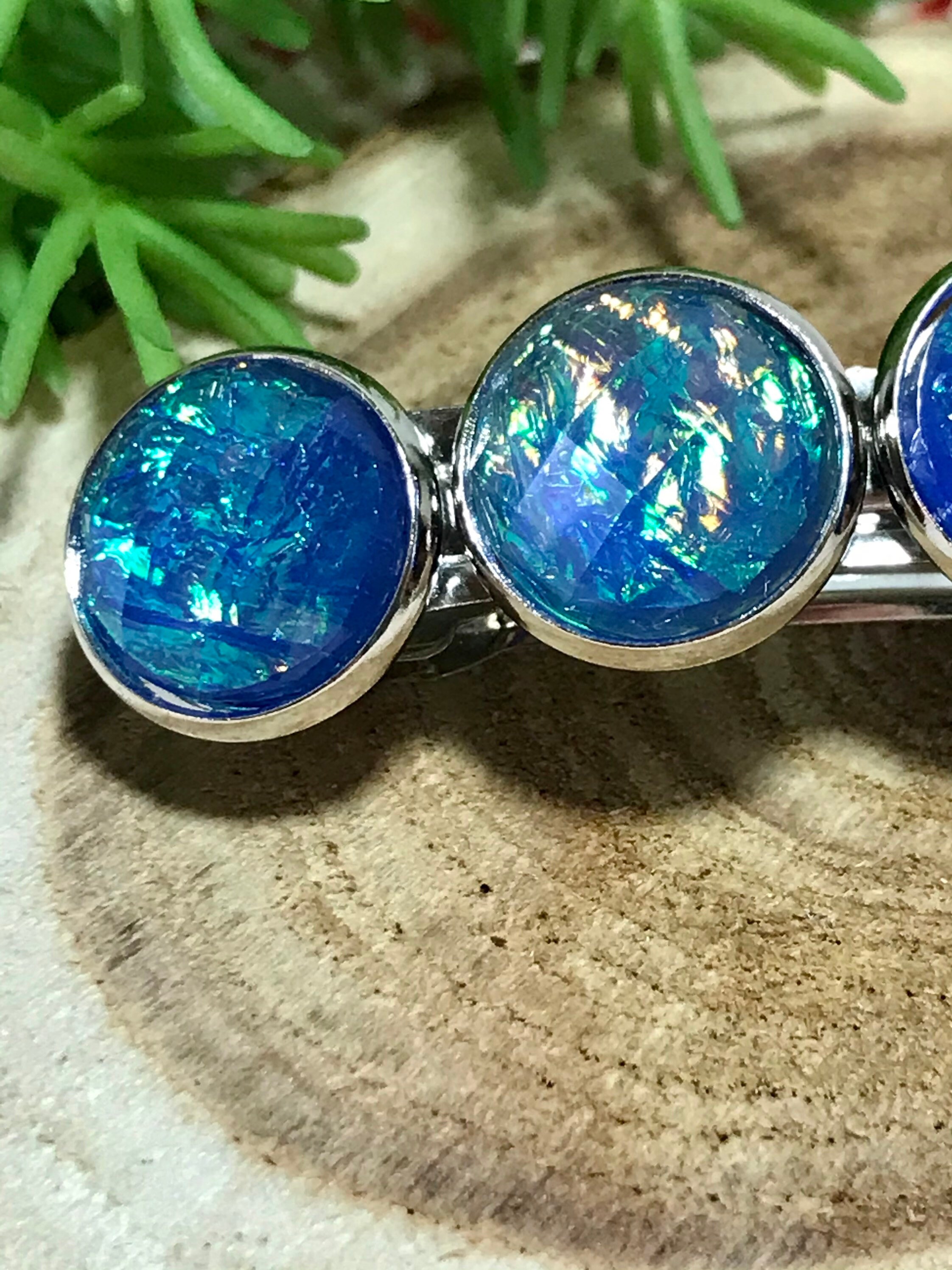 Hair clip silver hair clip blue hair clip hair accessories Etsy