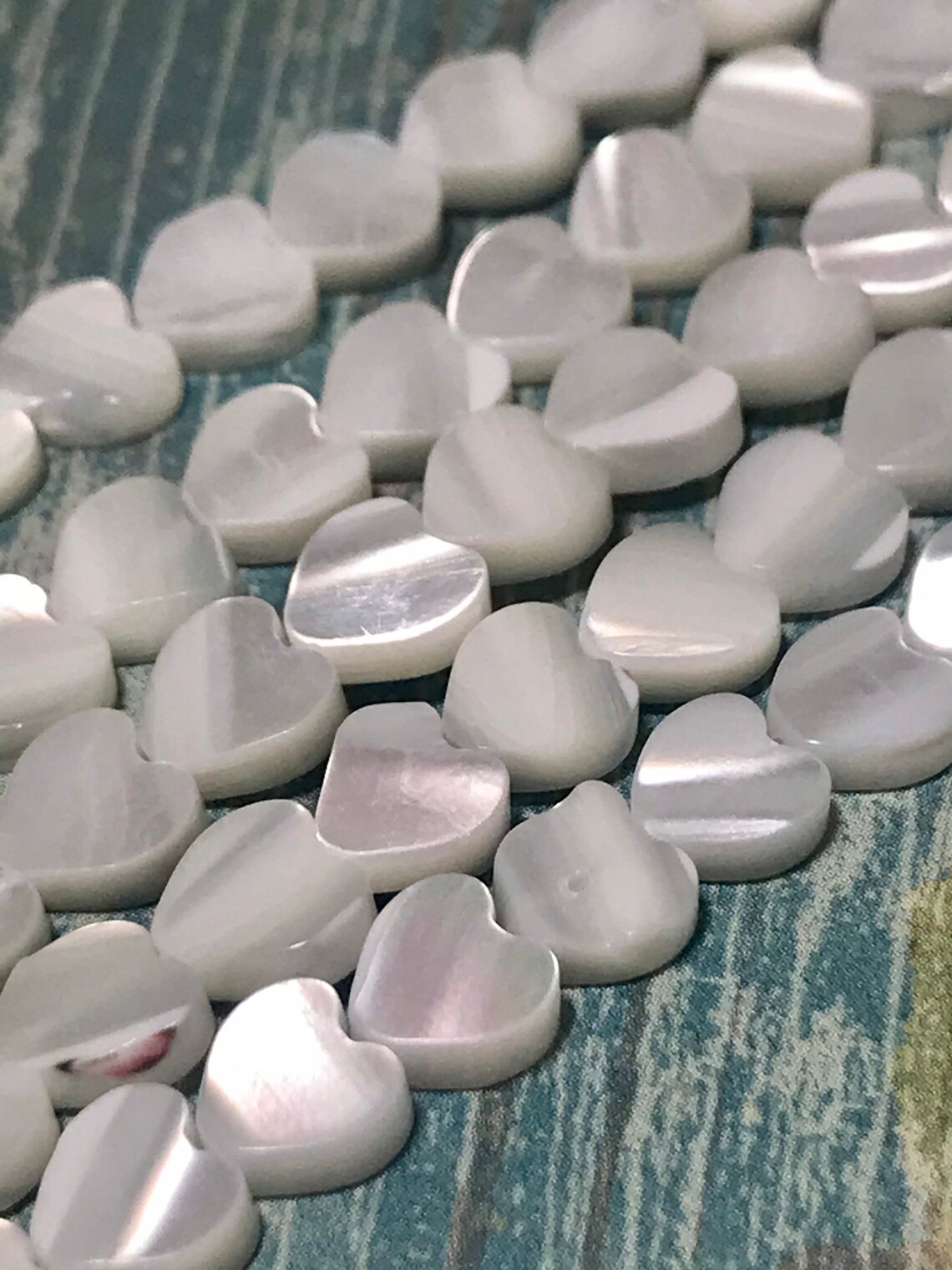 Heart Beads White Heart Beads 6mm Natural Shell Beads - Etsy UK