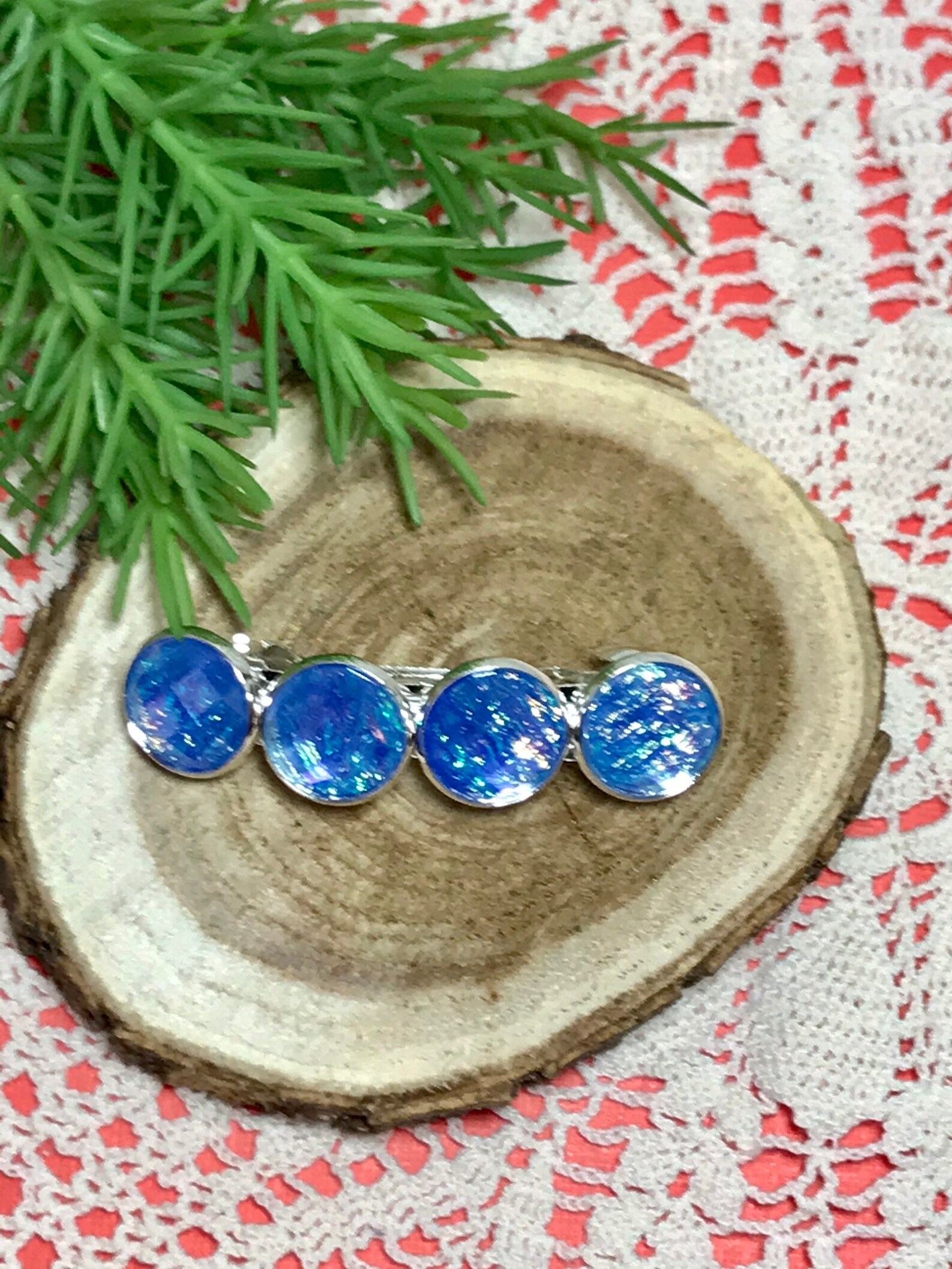 Hair clip silver hair clip blue hair clip hair accessories Etsy