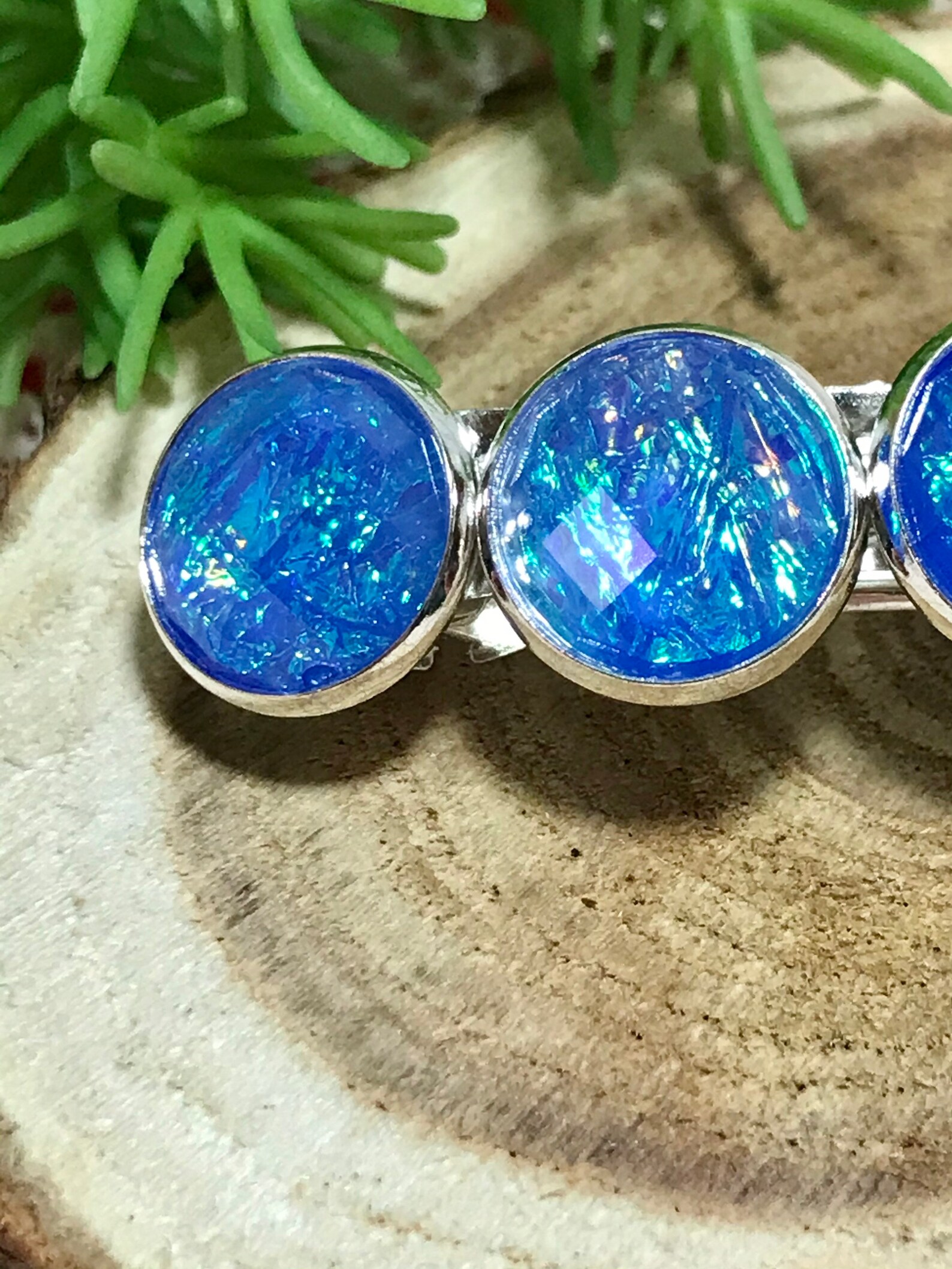 Hair clip silver hair clip blue hair clip hair accessories Etsy