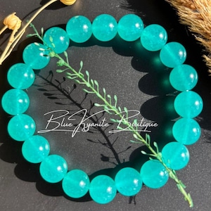 Absorbing  negative thoughts, emotions and bad dreams teal turquoise natural Chalcedony bracelet