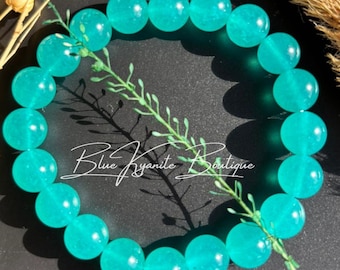 Absorbing  negative thoughts, emotions and bad dreams teal turquoise natural Chalcedony bracelet