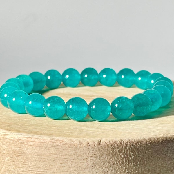 NEU!!! Absorbierende negative Gedanken, Emotionen und böse Träume teal türkis natur Chalcedon 8 mm Armband