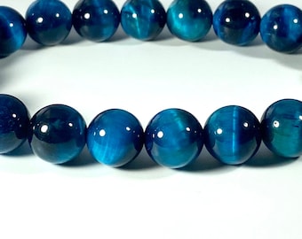 Bright Blue natural AAAAA grade 8 mm /10 mm Tiger eye man, woman bracelet