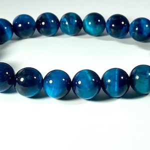 Bright Blue natural AAAAA grade 8 mm /10 mm Tiger eye man, woman bracelet