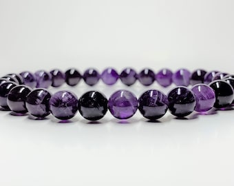 Natural Amethyst beaded bracelet for men 7 mm/purple amethyst energy mala bracelet/ gift for boyfriend
