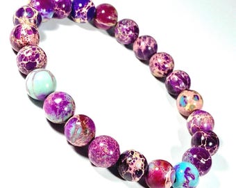 Imperial Sea sediment Pink Fu Jasper 8mm bracelet , spiritual and healing, helping get organizedd, relax, and reach tranquility