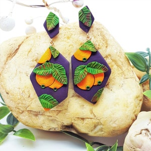 Orange Ohrringe | Botanische Ohrringe | Orange Schmuck | Sommer Ohrringe | Polymer Clay Ohrringe | Obst Schmuck | Lebensmittel Schmuck | Orange