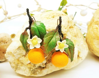 Orange Earrings | Fruit earrings | Polymer clay Earrings | Botanic Earrings | Clay Earrings | Fruit Jewelry | Orange Jewelry | Orange