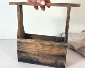 Antique Wooden Spoon Holder wall mounted Carved Vintage Kitchen box organizer
