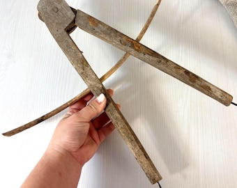 Antique Large Wooden Compass, Vintage Carpenter’s Divider, Primitive Drafting Tool