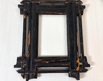 small antique Frame Carved Rustic Folk Art Decor for Family Photos