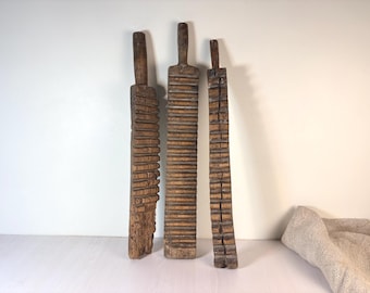 set of 3 vintage wooden Farmhouse washing board Clothing Cleaning. three old sticks. Rustic Farmhouse,  Ukrainian Traditions
