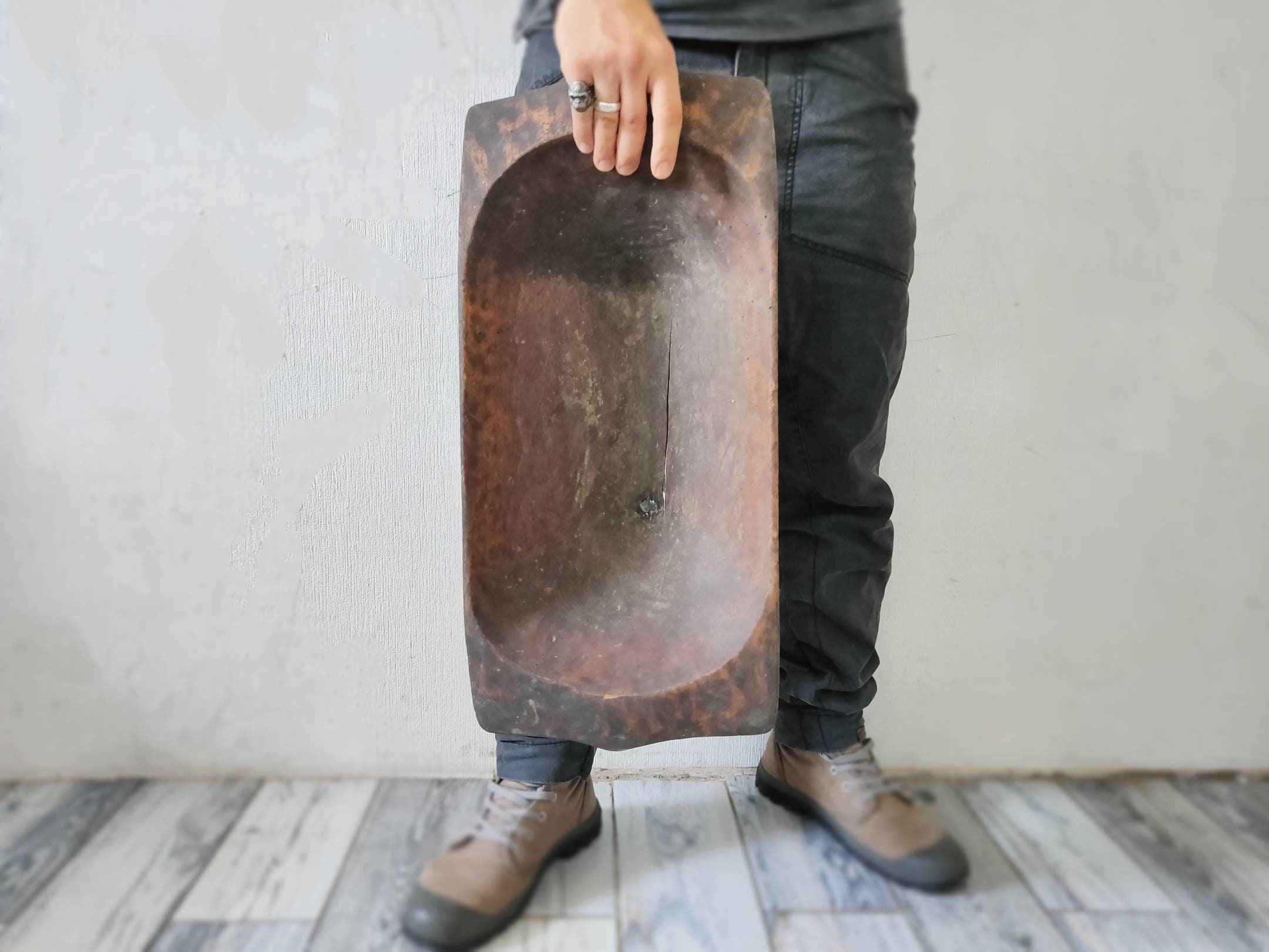 Vintage hand carved wooden trough. Old Primitive farmhouse | Etsy
