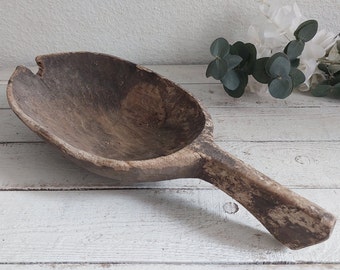 big Handcrafted Wooden Ladle, A piece of History in Home Old Primitive farmhouse Rustic Decor
