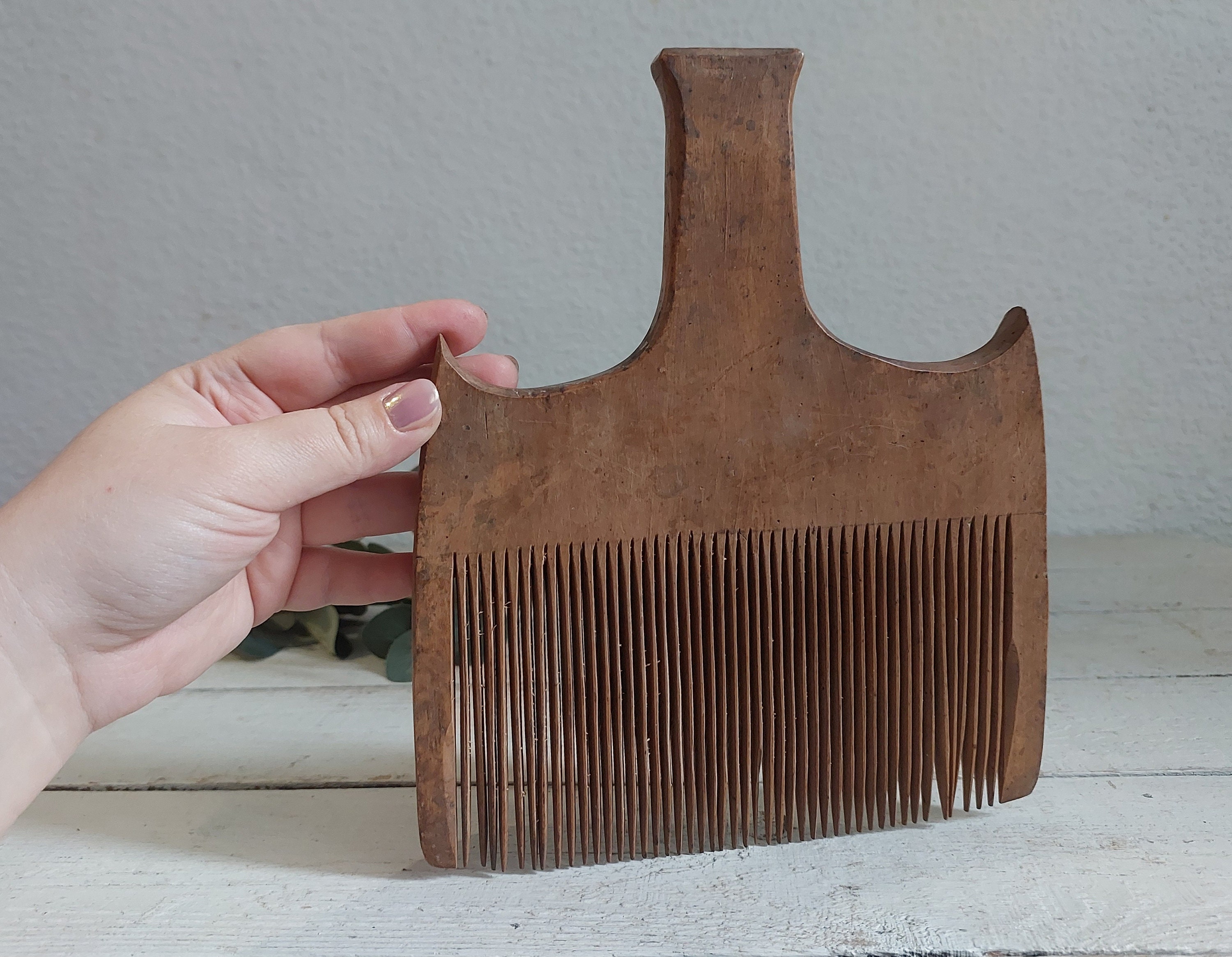 Antique Hand Wool Carding Comb Primitive Wooden Carding Brush