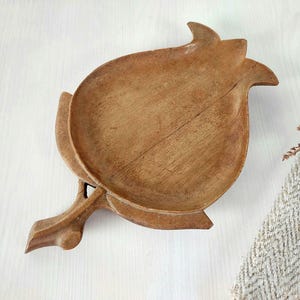 Rustic Wooden Tray: Vintage Floral Carved Plate, Country Decor