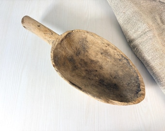 weathered wood Ladle Old Primitive farmhouse Rustic kitchen tool