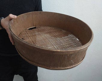 Antique Large Wooden Sieve. Rustic vintage Primitive wall decor or centerpiece on a dinner table