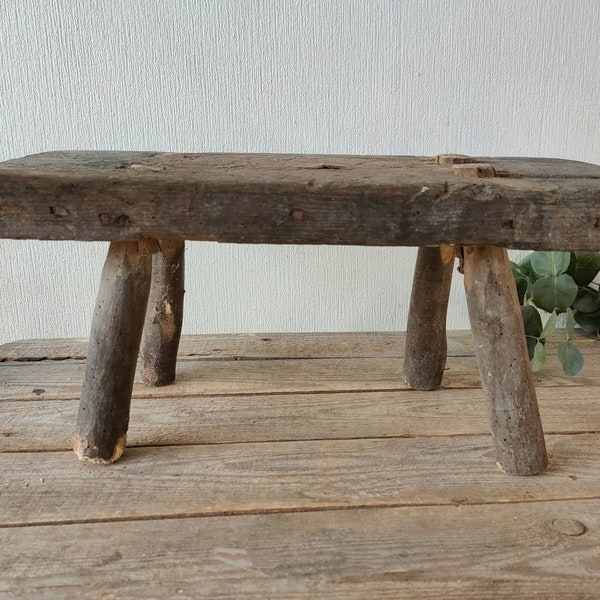 small old antique shabby  wooden stool