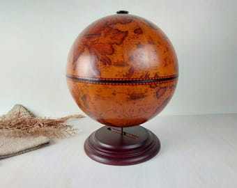 Vintage Globe Bar - Antique Map Design Liquor Cabinet with Storage Space and Elegant Old-World Charm Terrestrial Globe Living Room Accent