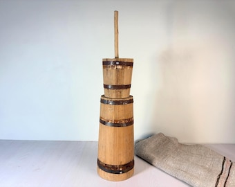 Antique Wooden Butter Churn Rustic Primitive Hand Carved Kitchen tools