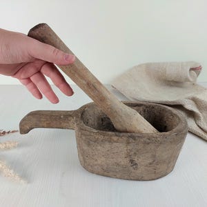 ヴィンテージ木製モルタルパステルアンティークプリミティブカントリー素朴なモルタル