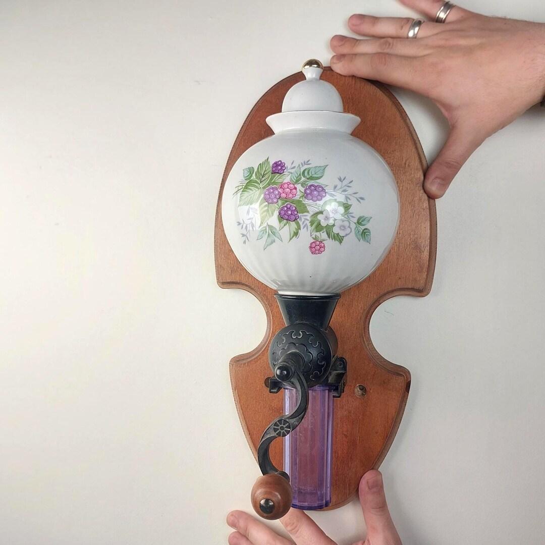 Vintage Porcelain Coffee Grinder, Wall Mounted Retro Coffee Mill ...